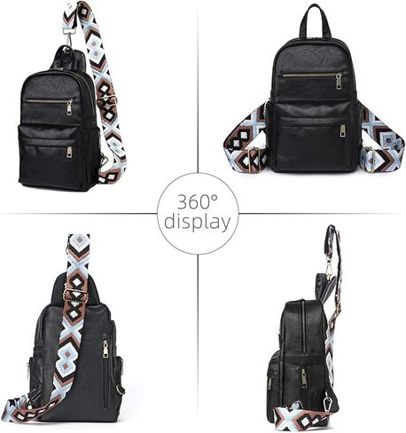 ALUSBELL Vintage Sling Bag Sling Backpack for Men Women, Vegan Leather Crossbody Bag Fanny Packs, Fashion Chest Bag Daypack with 2 Adjustable Straps,Brown in Kuwait