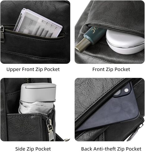 ALUSBELL Vintage Sling Bag Sling Backpack for Men Women, Vegan Leather Crossbody Bag Fanny Packs, Fashion Chest Bag Daypack with 2 Adjustable Straps,Brown in Kuwait