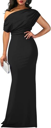 Women's Sexy Off Shoulder Bodycon Maxi Dresses Casual Short Sleeve Mermaid Club Party Long Dress in Kuwait