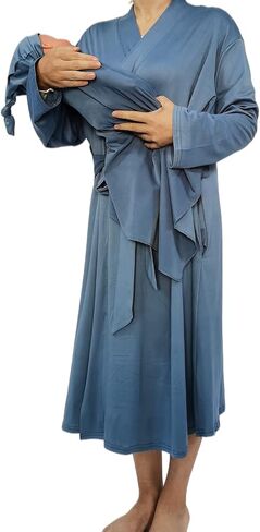SUFEINI Maternity Robe and Matching Baby Swaddle Blanket Set, Mommy Robe with Receiving Blanket Girls Boys Sleepwear in Saudi Arabia