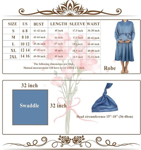SUFEINI Maternity Robe and Matching Baby Swaddle Blanket Set, Mommy Robe with Receiving Blanket Girls Boys Sleepwear in Saudi Arabia
