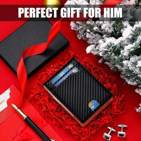 fannos Mens Wallet with Airtag Slot and Money Clip 11 cards Compatible, Slim Bifold Leather Credit Card Holder Rfid Blocking Minimalist Wallet(Black) in Kuwait