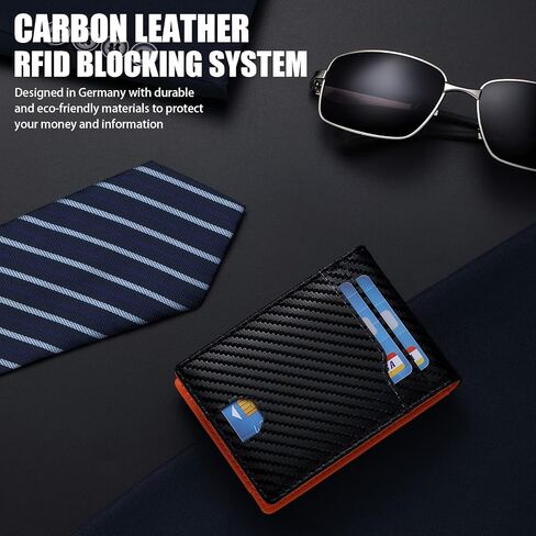 fannos Mens Wallet with Airtag Slot and Money Clip 11 cards Compatible, Slim Bifold Leather Credit Card Holder Rfid Blocking Minimalist Wallet(Black) in Kuwait