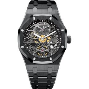 Redhai Automatic Mechanical Watch Skeleton Stainless 50M Waterproof Anti Shock Casual Diver Men Wrist Watch Sterling Watches Chronograph Analog Business Casual Fashion Adjustable Silicone Band