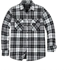 HOLCADA Mens Flannel Shirts Long Sleeve Plaid Shirt for Men, 100% Cotton Plaid Casual Button Down Shirts with Multi Pocket in Saudi Arabia