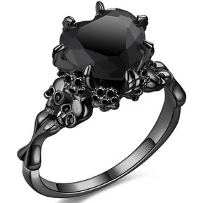 Gothic jewelry Skull Rings Halloween Punk Engagement Black Rings for Women Vampire Accessories Christmas Gifts