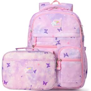 Backpacks for Girls School Cute Kids Backpack Bookbags with Insulated Lunch Box Set for School Elementary Girl, Tie Dye School Bag with Laptop Compartments 16 * 11.5 * 6.7, Galaxy Blue
