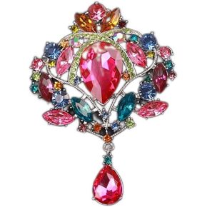 Kercisbeauty Wedding Brides Groom Gold Teardrop Crystal Beads Brooch Special Occasion Unisex Sparkle Jewelry (Gold) in Kuwait