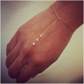 Yheakne Boho البنصر سوار الذهب حجر الراين الرقيق سلسلة سوار خمر الطبقات شرابة سوار تخصيص سلسلة اليد مجوهرات للنساء والفتيات الهدايا (نمط 1) in Kuwait