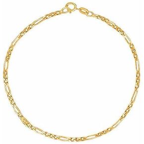 14k SOLID Yellow Gold 1.3mm, 1.9mm, 2.8mm, 3mm, 3.8mm, 4.5mm, 6mm, OR 7mm Diamond-Cut Classic Figaro Chain Necklace Bracelet Anklet for Pendants Spring-Ring Or Lobster Claw Clasp 7"-30" inches long