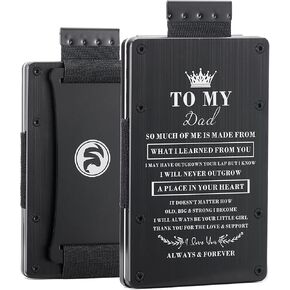 Men Minimalist Metal Engraved Wallet for Son from Mother Mom | Personalized Birthday Christmas Graduation Gift | Slim Front Pocket RFID Blocking Aluminum Tactical Pull Card Holder with Cash Strap in Kuwait