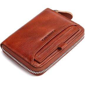 محفظة CHANPINCL للرجال من الجلد الطبيعي بسحاب RFID آمنة ذات سعة كبيرة ومحافظ جلدية متعددة البطاقات للرجال وبطاقة استخراج (جلد مدبوغ نباتي أسود) in Kuwait