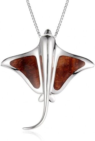 قلادة من الفضة الإسترلينية من خشب كوا، مع سلسلة مربعة مقاس 45.72 سم in Kuwait