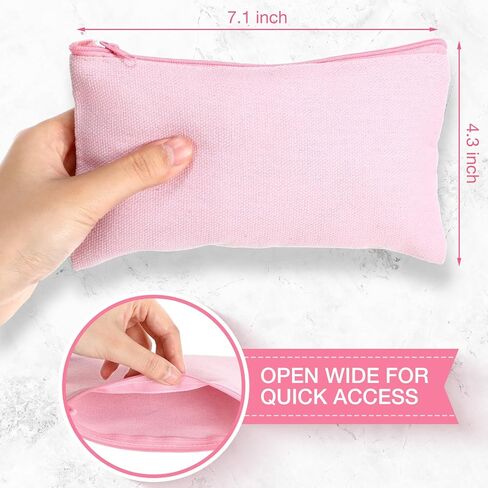 Frienda 50 حزمة قماش زيبر الحقيبة فارغة DIY الحرفية حقيبة السائبة قماش قلم رصاص الحقيبة ماكياج الحقيبة متعددة الأغراض السفر أدوات الزينة حمل حقيبة لتخزين مستحضرات التجميل القلم (بيج) in Kuwait