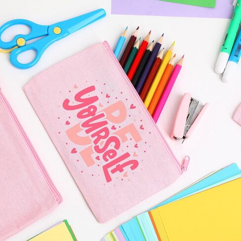 Frienda 50 حزمة قماش زيبر الحقيبة فارغة DIY الحرفية حقيبة السائبة قماش قلم رصاص الحقيبة ماكياج الحقيبة متعددة الأغراض السفر أدوات الزينة حمل حقيبة لتخزين مستحضرات التجميل القلم (بيج) in Kuwait