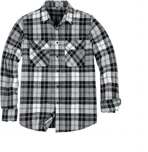 HOLCADA Mens Flannel Shirts Long Sleeve Plaid Shirt for Men, 100% Cotton Plaid Casual Button Down Shirts with Multi Pocket in Saudi Arabia