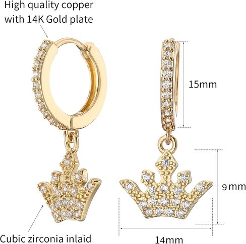 DS Huggie hoop earrings for women,14K Gold Plated Dainty Minimalist Drop Dangle Pierced cartilage earlobe Earrings Classic Zircon Small Hoop Earrings Jewelry Gift for Wife Mom girlfriend in Saudi Arabia