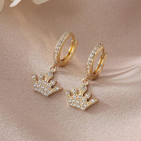 DS Huggie hoop earrings for women,14K Gold Plated Dainty Minimalist Drop Dangle Pierced cartilage earlobe Earrings Classic Zircon Small Hoop Earrings Jewelry Gift for Wife Mom girlfriend in Saudi Arabia