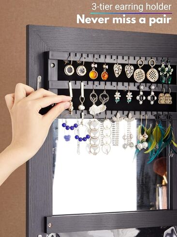YOKUKINA LED Jewelry Cabinet Armoire Wall&Door Mounted - Full length Dressing Mirror w/Large Storage Lockable Organizer in Saudi Arabia