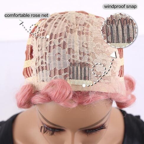 Sheila Beauty Short Wigs for Black Women Finger Wave Wig Pixie Cut Curly Wig for Women Natural Looking Black Short Hair Wig Wavy Synthetic Hair Replacement Wigs Cosplay (1B) in Kuwait