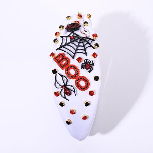 Halloween Knotted Headband for Women Crystal Pumpkin Candy Corn Houndstooth Hairband Halloween Hair Accessories Gift in Kuwait