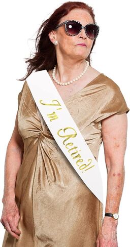 I’m Retired! Sash – Black & Gold Foil Retirement Sash for Women and Men & Large Safety Pin. Great for Retirement Party, Events and Decorations by JPACO (Black) in Kuwait