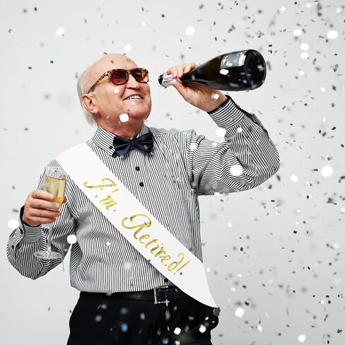 I’m Retired! Sash – Black & Gold Foil Retirement Sash for Women and Men & Large Safety Pin. Great for Retirement Party, Events and Decorations by JPACO (Black) in Kuwait