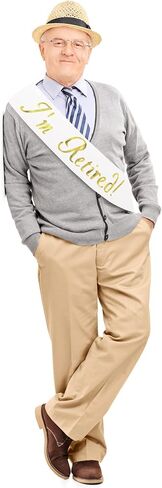 I’m Retired! Sash – Black & Gold Foil Retirement Sash for Women and Men & Large Safety Pin. Great for Retirement Party, Events and Decorations by JPACO (Black) in Kuwait