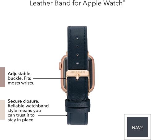 سوار أنيق من الجلد من Anne Klein لساعة Apple آمن، قابل للتعديل، بديل لسوار ساعة Apple، يناسب معظم المعصم in Kuwait