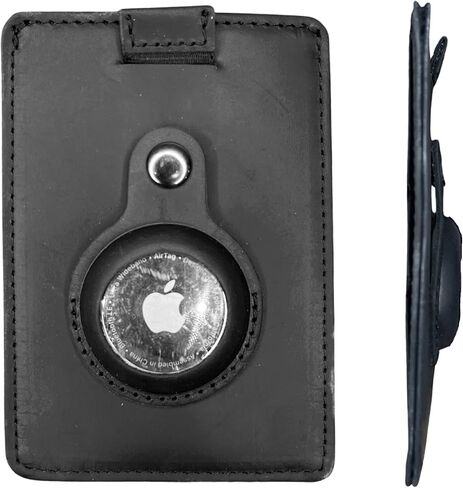 Lumberjack Plaid Genuine Leather Slim AirTag Wallet with Pull-tab for Easy Card Access, Minimalist Slim Front Pocket Card Holder RFID Blocking with Gift Box for Men in Kuwait