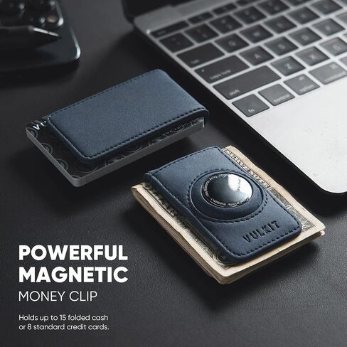 VULKIT Men's Magnetic Money Clip with Airtag Holder - Airtag NOT Included- Holds Up to 15 Cash or 8 Cards in Kuwait