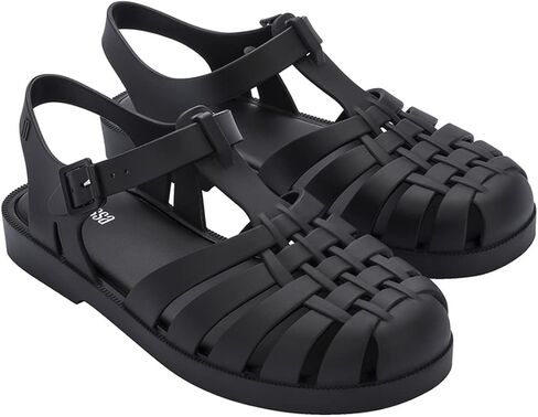 Melissa Possession Jelly Sandal for Women - The Iconic 90s Original Jelly Shoe, Fisherman’s Sandal with Adjustable Strap and Side Buckle, Black, 8 in Kuwait