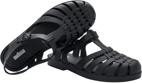 Melissa Possession Jelly Sandal for Women - The Iconic 90s Original Jelly Shoe, Fisherman’s Sandal with Adjustable Strap and Side Buckle, Black, 8 in Kuwait