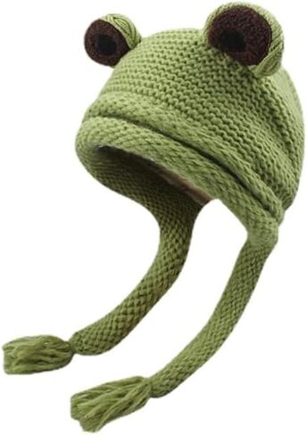 HS Kawaii القبعات قبعات كروشيه للنساء الضفدع قبعة خمر بيني النساء الجرونج اكسسوارات مترهل بيني للنساء الشتاء in Kuwait