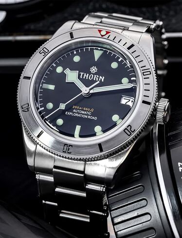 TACTICAL FROG Thorn BB58 Men's Watch 39mm Black Dial Sapphire Crystal NH35 Automatic Movement Stainless Steel Bracelet 200M Waterproof Diver Watches in Saudi Arabia