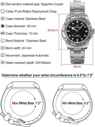 TACTICAL FROG Thorn BB58 Men's Watch 39mm Black Dial Sapphire Crystal NH35 Automatic Movement Stainless Steel Bracelet 200M Waterproof Diver Watches in Saudi Arabia