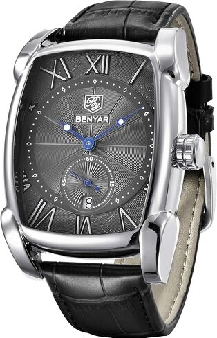 ساعة يد BENYAR مستطيلة للرجال مع حزام جلدي، ساعات كلاسيكية كاجوال عصرية للرجال هدايا مثالية لصديق in Kuwait