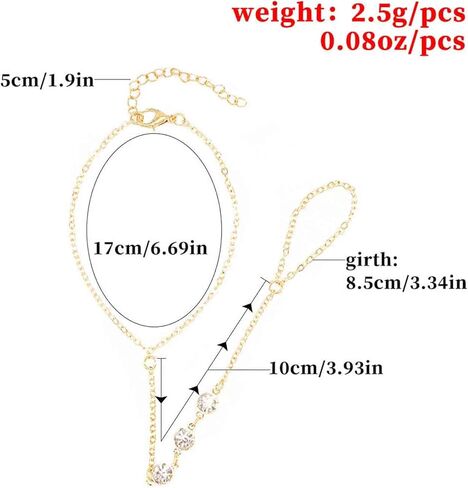 Yheakne Boho البنصر سوار الذهب حجر الراين الرقيق سلسلة سوار خمر الطبقات شرابة سوار تخصيص سلسلة اليد مجوهرات للنساء والفتيات الهدايا (نمط 1) in Kuwait