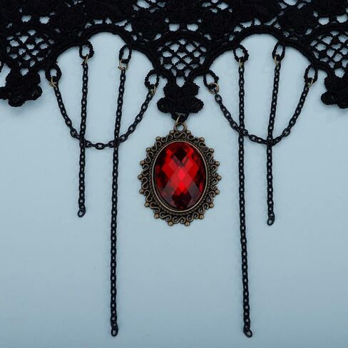BERYUAN Gothic Style Black Lace Beads Dangle Collar Necklace Black Lace Necklace for Women and Girls Black RhineStone Choker Costume Jewelry for Teens Teen Girls (Black 2) in Saudi Arabia