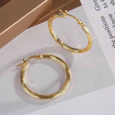 ToHeart 14k Twisted Hoop Earrings for Womens Hypoallergenic Small Gold Plated Hoop Earrings in Saudi Arabia