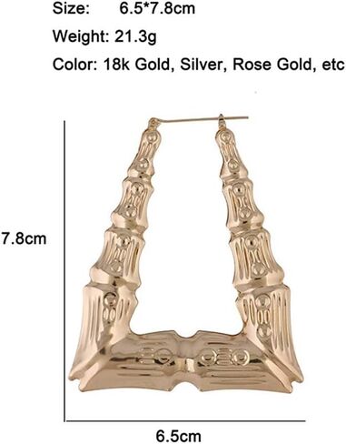 Oversized Bamboo Hoop Earrings for Women Triangle Gold Tone Hip-Hop Hoop Earrings Punk Jewelry (Trapezoidal golden) in Saudi Arabia