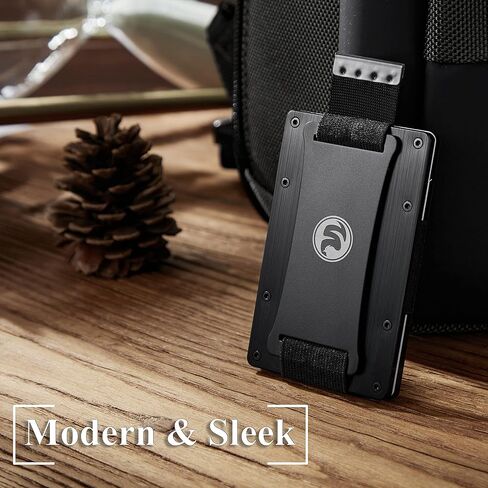 Men Minimalist Metal Engraved Wallet for Son from Mother Mom | Personalized Birthday Christmas Graduation Gift | Slim Front Pocket RFID Blocking Aluminum Tactical Pull Card Holder with Cash Strap in Kuwait