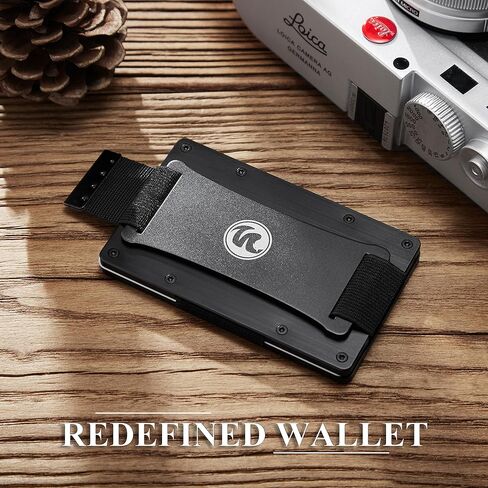 Men Minimalist Metal Engraved Wallet for Son from Mother Mom | Personalized Birthday Christmas Graduation Gift | Slim Front Pocket RFID Blocking Aluminum Tactical Pull Card Holder with Cash Strap in Kuwait