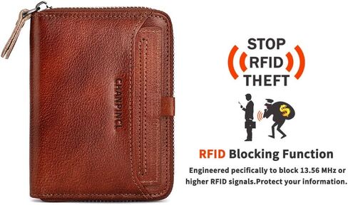 محفظة CHANPINCL للرجال من الجلد الطبيعي بسحاب RFID آمنة ذات سعة كبيرة ومحافظ جلدية متعددة البطاقات للرجال وبطاقة استخراج (جلد مدبوغ نباتي أسود) in Kuwait