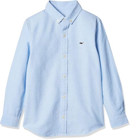 vineyard vines Boy's Oxford Long Sleeve Whale Shirt, Ocean Breeze, 6 in Saudi Arabia