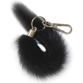 Fosrion Real Mink Marten Tail Fur with Smooth Soft Beautiful Hair Key Chain Hook Ring Clip