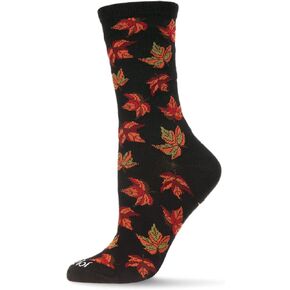 MeMoi Autumn Falling Leaves Bamboo Blend Crew Socks
