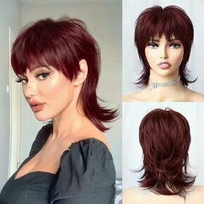 StrRid Short Blonde Wig 613 Platinum Shaggy Layered 80s Mullet Wig Pixie Cut Wig With Bangs Curly Synthetic Fake Hair Replacement Wigs for White Women Daily Party Cosplay Costume Use Black Wig in Saudi Arabia