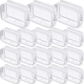 18 Pack Clear Makeup Bags Clear Cosmetic Bag PVC Plastic Zippered Pouches Portable Toiletry Bags for Women Men Travel Vacation Bathroom Organizing (Black Border)