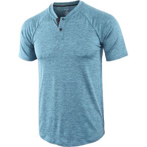 DESPLATO Mens Performance Quick Dry Athletic Workout Running Active Sports Baseball Henley T Shirts